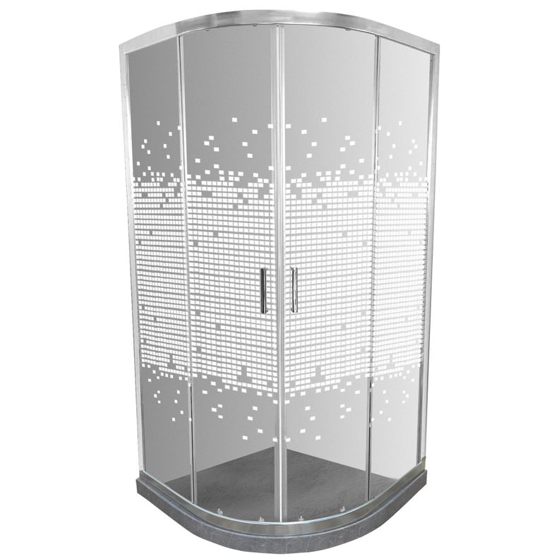 Shower Door Mosaico Blanco con Base Curva Gris Mámol Joytek 90x90x185 cm-0