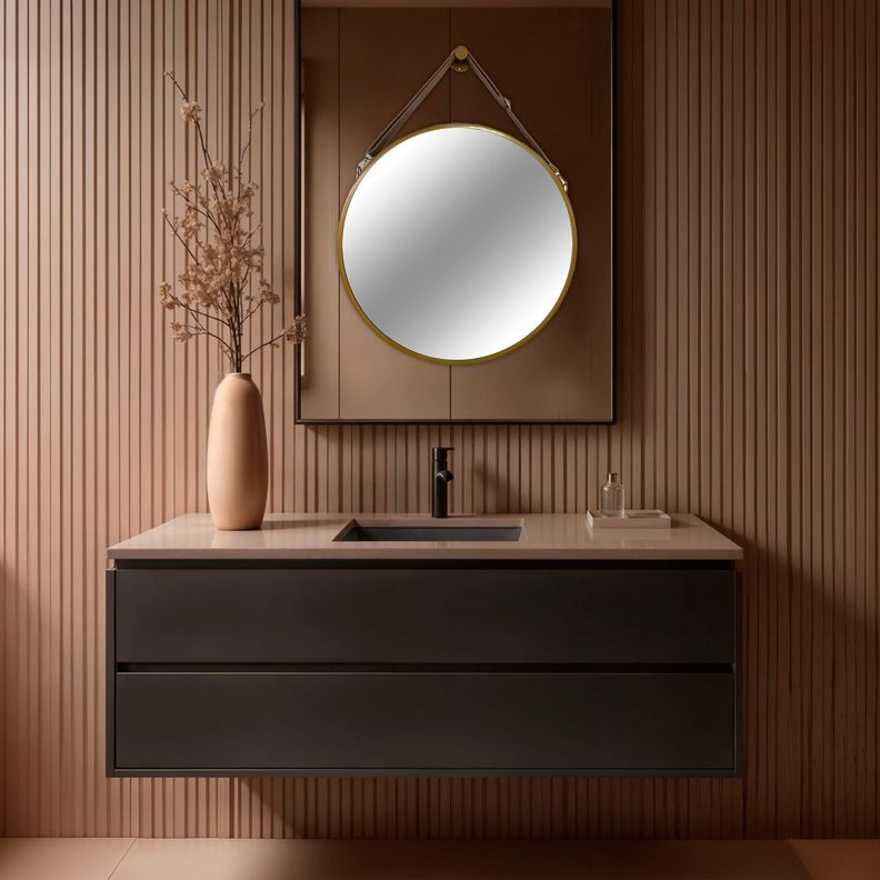Espejo Colgante Decorativo Redondo Dorado Joytek 60 cm de diámetro-2