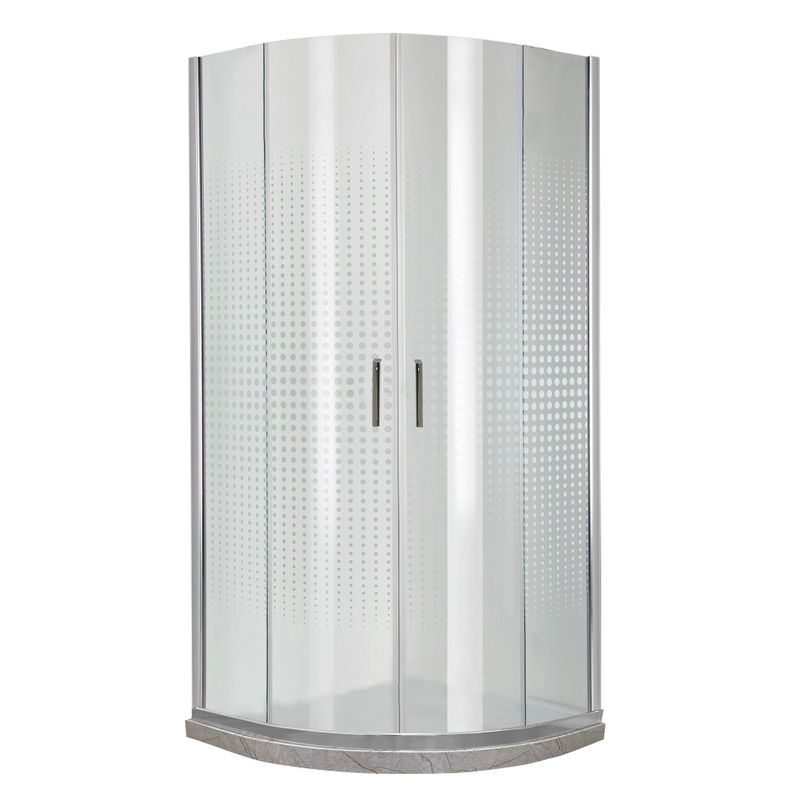 Shower Door Transparente con Base Curva Travertino Joytek 90x90x185 cm-1
