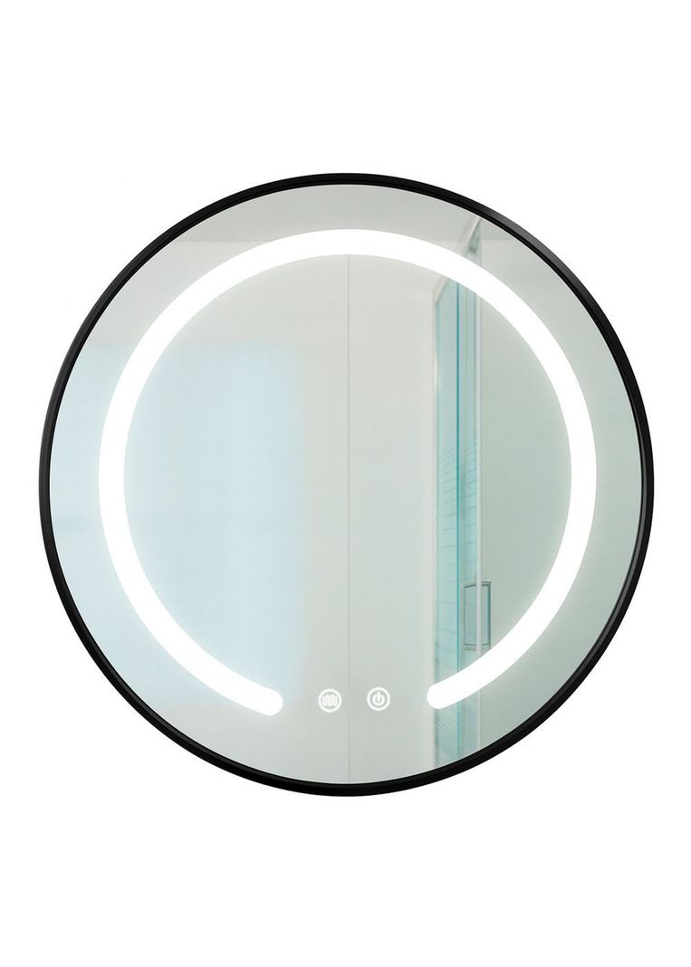 Espejo Redondo Marco Negro Touch con Luz Led 3 colores 60 cm Transparente [ 9997 ]