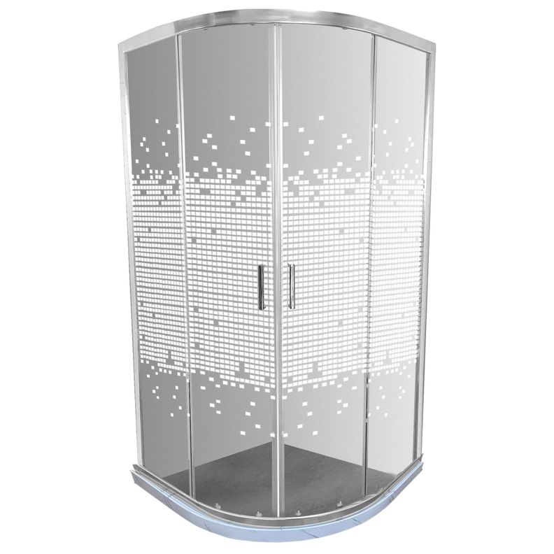 Shower Door Mosaico Blanco con Base Curva Blanco Mármol Joytek 90x90x185 cm-0