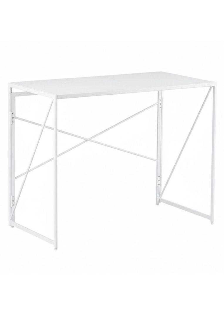 Mesa Escritorio Plegable de Metal y Madera Blanco 100x50x75 cm