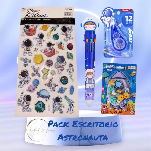 Set Escolar Diseño Astronauta Mochila, Estuche, Escritorio.-3