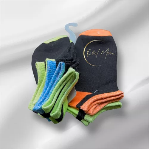 Pack 6 Calcetines Niña Negros Con Borde Color Brillitos 5-8-2