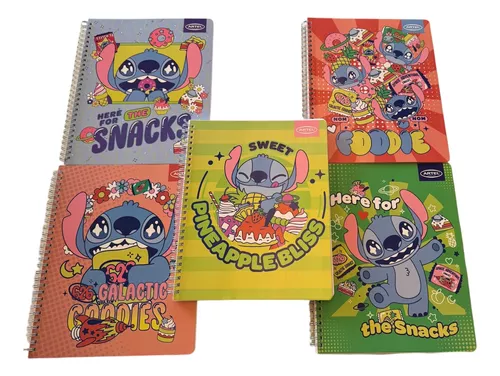 Set 5 Cuadernos Stitch 100 Hojas, Kawaii, Escolar-0