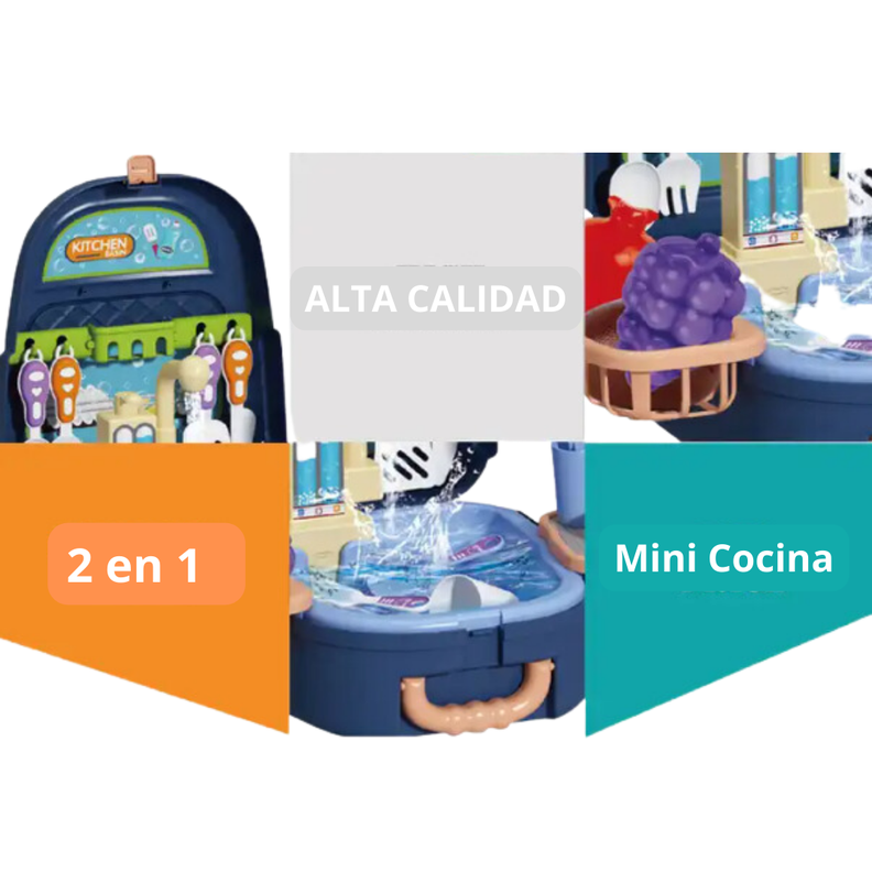 Maleta de Juguete 4en1 Set de Cocina con Lavaplatos 23 PCS Azul-3