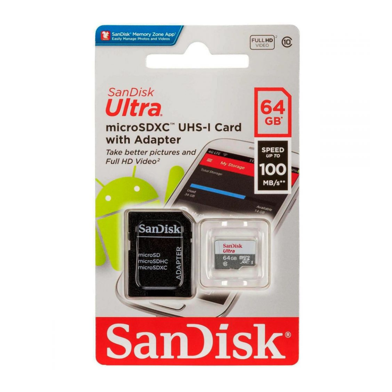 Tarjeta De Memoria 64gb Clase 10 Micro SDXC 100mb/s 667x-3