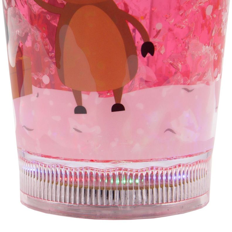 Vaso Rojo Con Bombilla Diseño Árbol de Navidad Con Glitter y Luces Led Kawaii-3