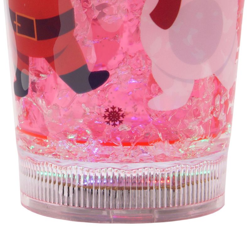 Vaso Rojo Con Bombilla Diseño Copo de Nieve Rojo Con Glitter y Luces Led Kawaii-3