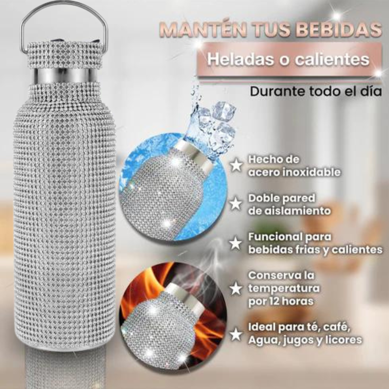 Botella De Diamantes 750cc Con Colgante Acero Inoxidable-4
