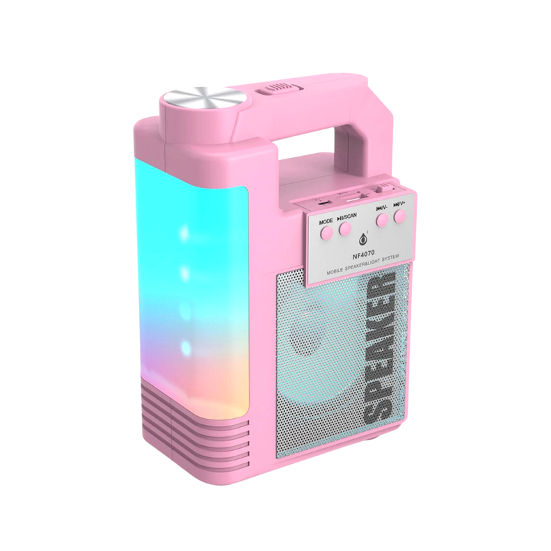 Parlante Rosado Portátil Bluetooth Luz LED NF4070-0