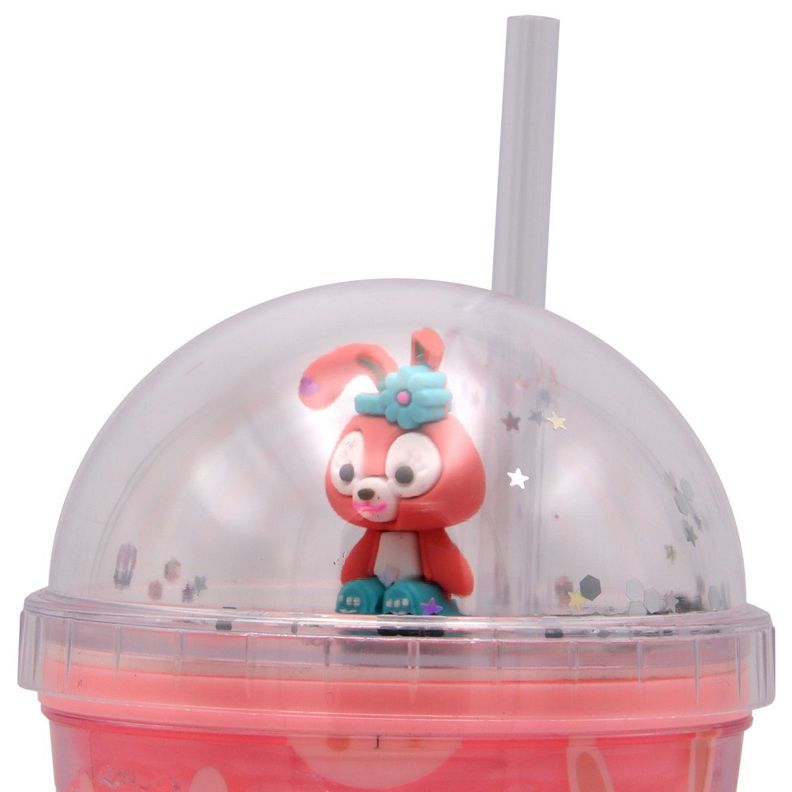Vaso Rosado Conejo Rosado con Glitter y Bombilla Kawaii-2