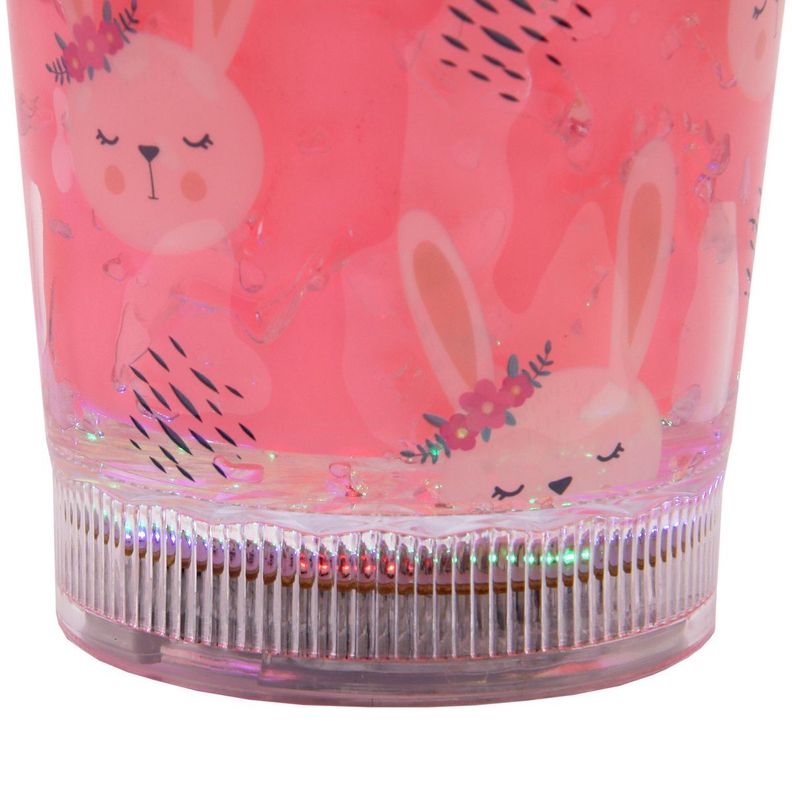 Vaso Rosado Conejo Rosado con Glitter y Bombilla Kawaii-3