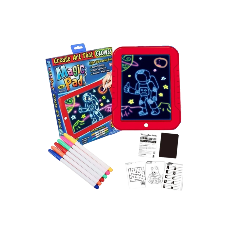 Pizarra Mágica Roja Deluxe Magic Pad Incluye Accesorios Y Pilas-3