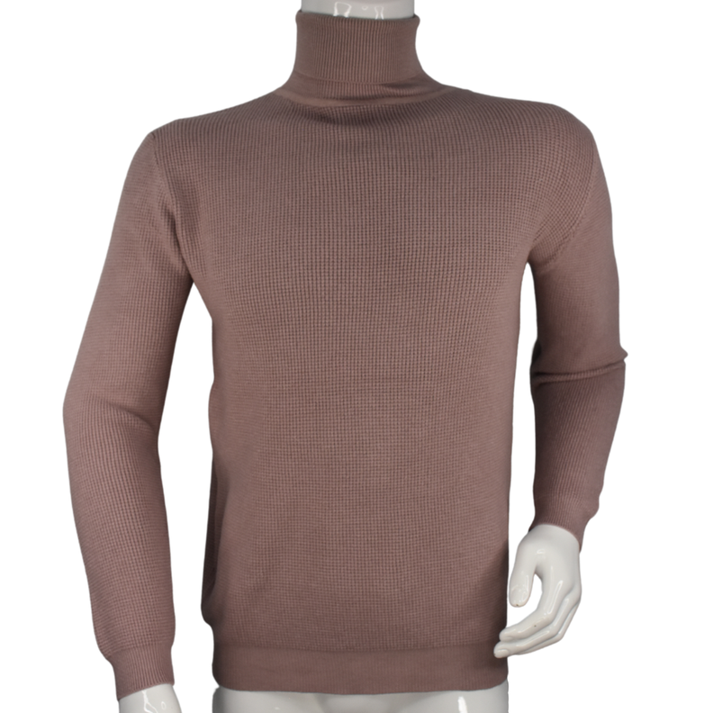 Sweater Hombre Elasticado Cuello Alto Beatle Palo Rosa-0