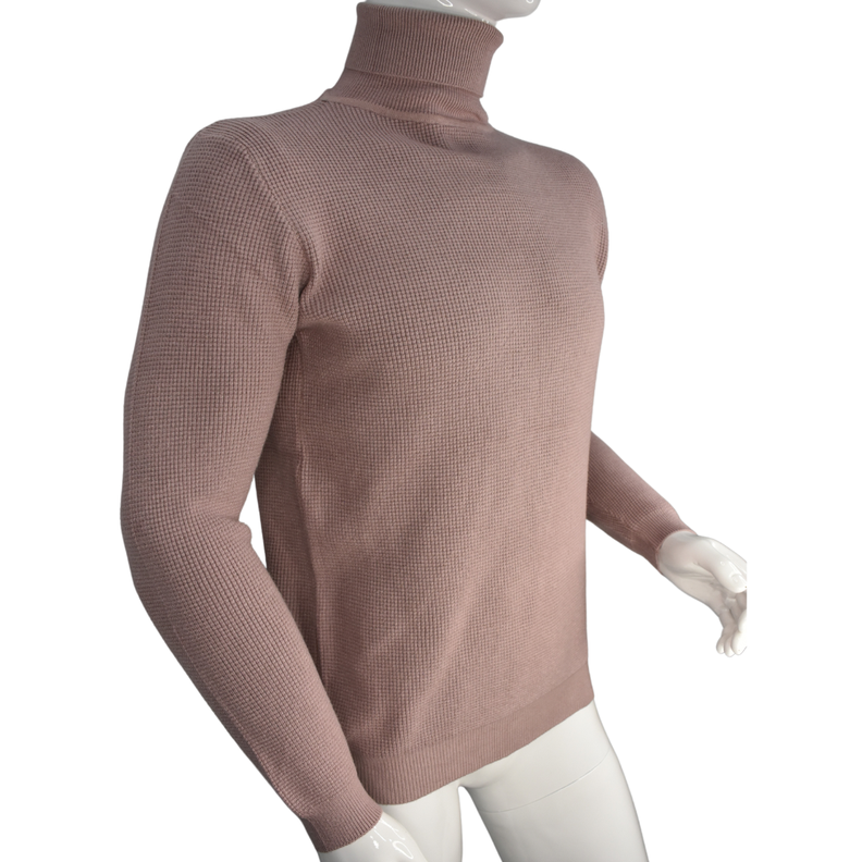 Sweater Hombre Elasticado Cuello Alto Beatle Palo Rosa-5