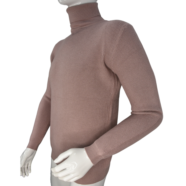 Sweater Hombre Elasticado Cuello Alto Beatle Palo Rosa-6