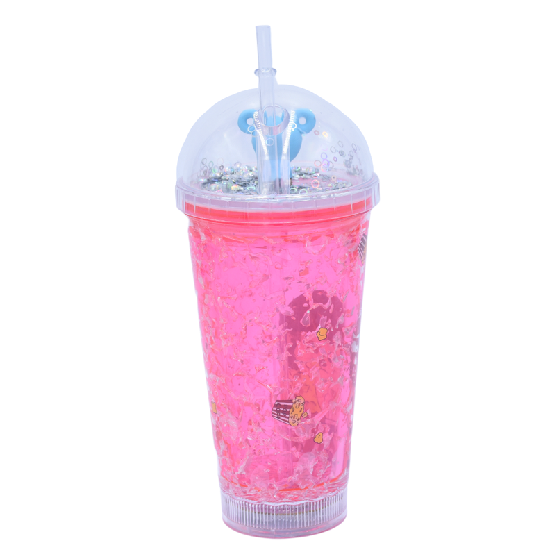 Vaso Rosado con Luz Multicolor Diseño Exclusivo Monito Celeste Kawaii Incluye Bombilla-1