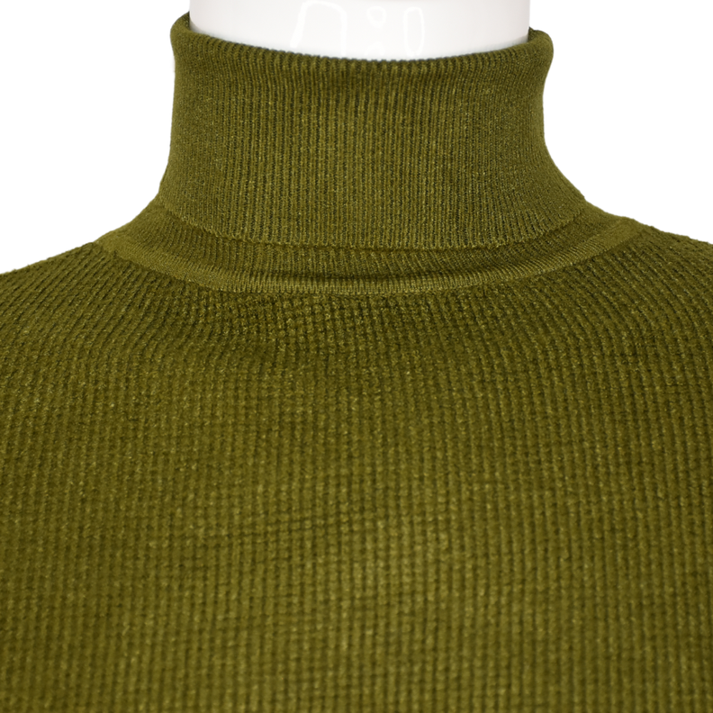 Sweater Hombre Elasticado Cuello Alto Beatle Verde Musgo-2