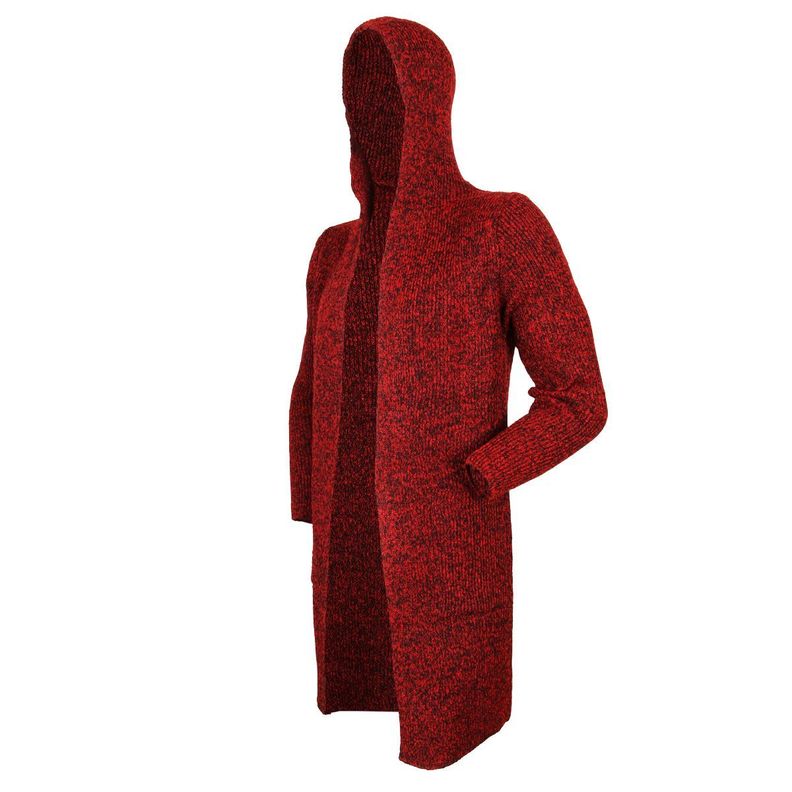 Chaleco Burdeo Largo Grueso Con Gorro Moderno Modelo 8811-2