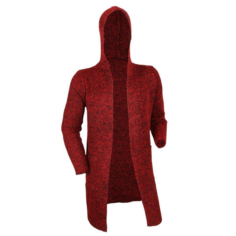 Chaleco Burdeo Largo Grueso Con Gorro Moderno Modelo 8811-0