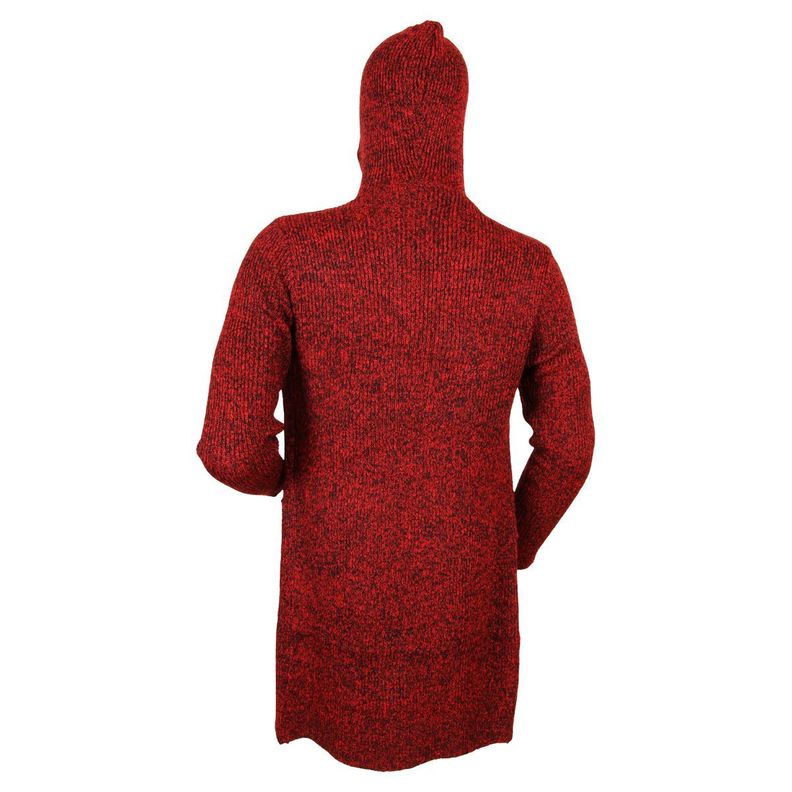 Chaleco Burdeo Largo Grueso Con Gorro Moderno Modelo 8811-3