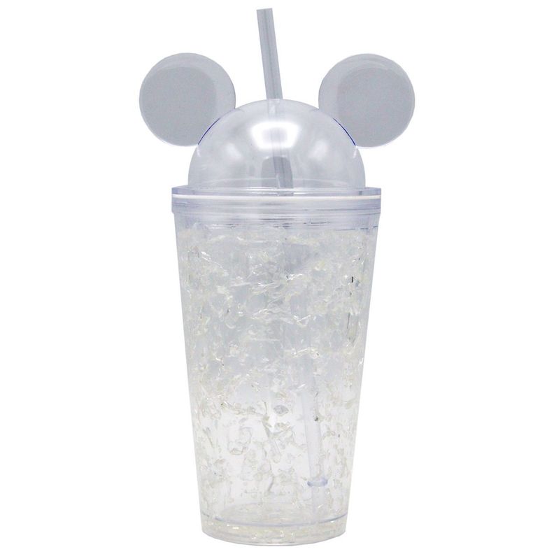 Vaso Transparente Con Bombilla Diseño Minnie / Mickey Con Orejas -0