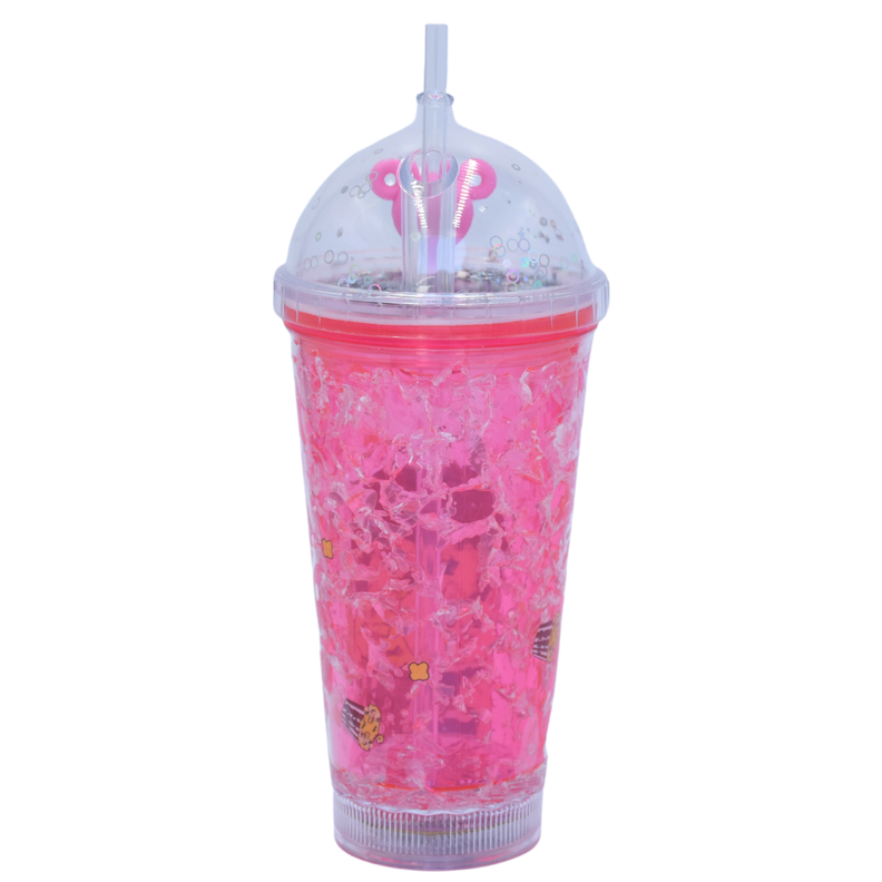 Vaso Rosado con Luz Multicolor Monito Rosado Kawaii Incluye Bombilla-1