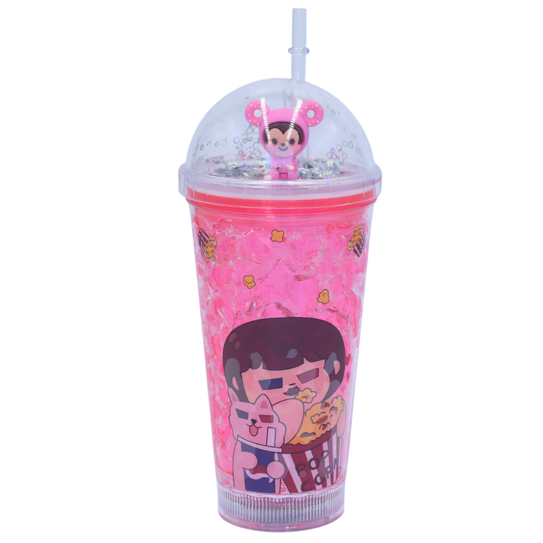 Vaso Rosado con Luz Multicolor Monito Rosado Kawaii Incluye Bombilla-0