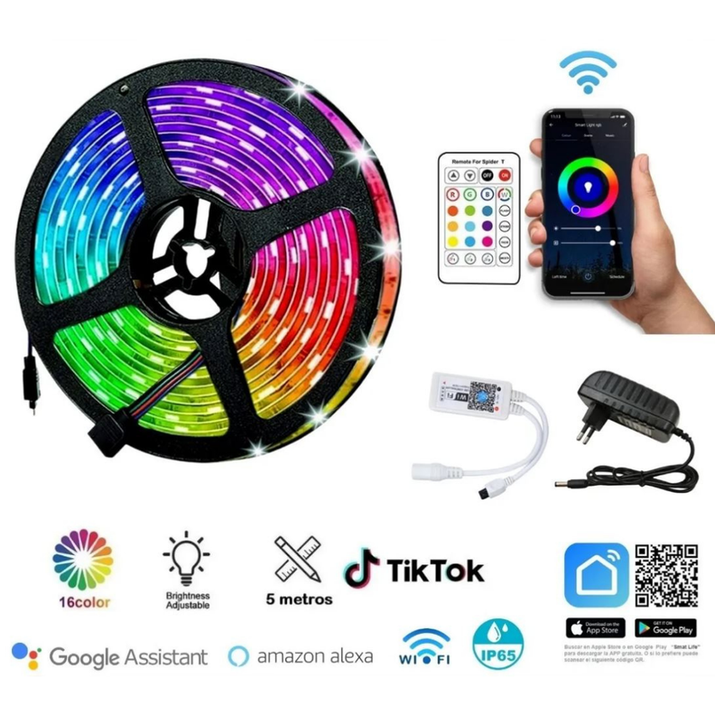 Cinta Led Rgb 5050 5mts Control 44 Botones - Se Unen -2
