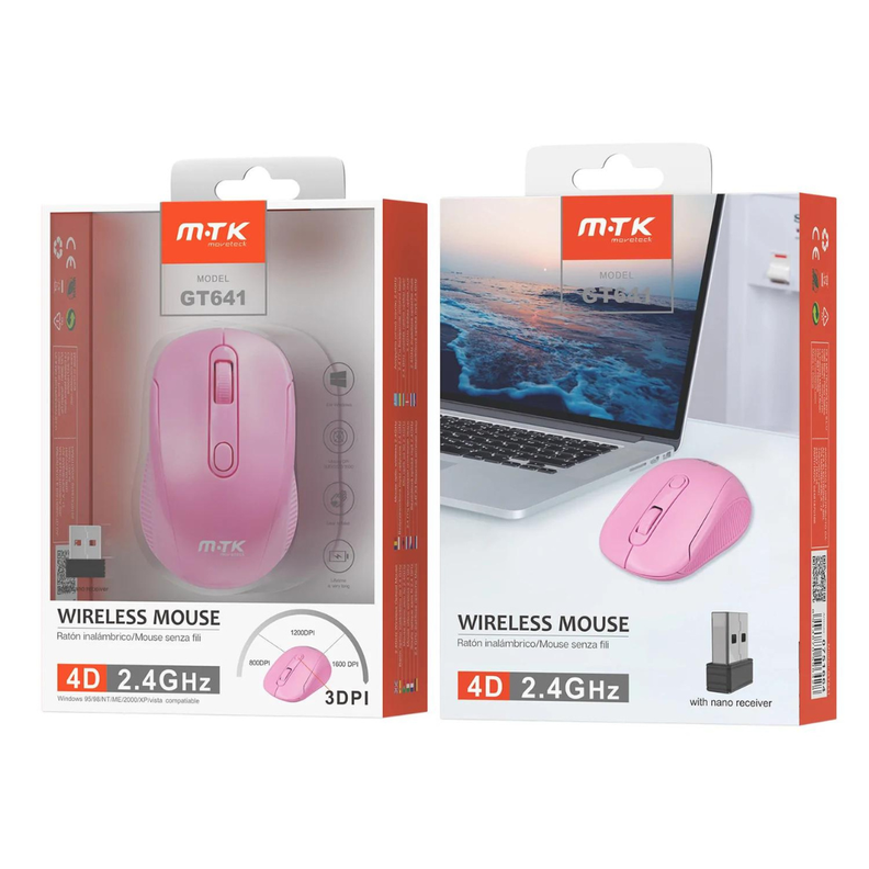 Mouse Inalámbrico GT641 Rosado-1