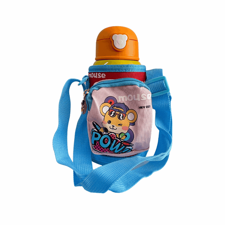 Termo Amarillo Con Funda Colgante Agua Fria y Caliente 450ml-0