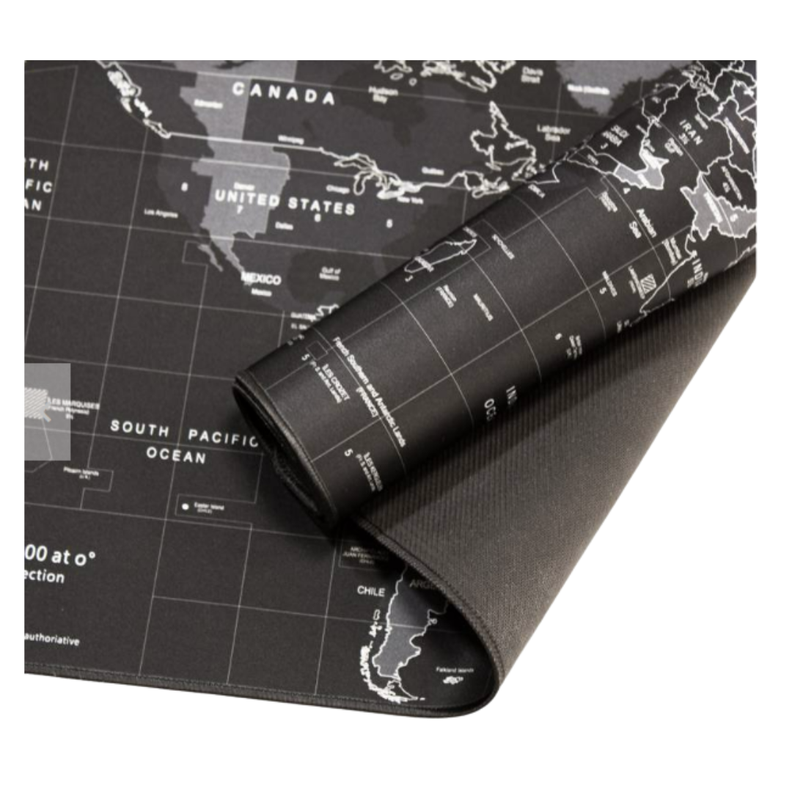 Mouse Pad Gamer Negro Mapa De Mundo 90cm X 40cm-0