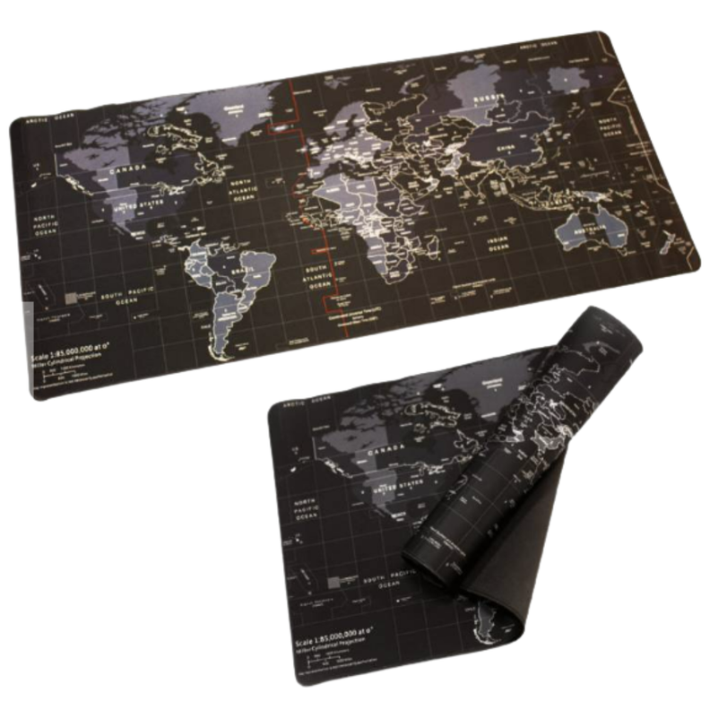 Mouse Pad Gamer Negro Mapa De Mundo 90cm X 40cm-2
