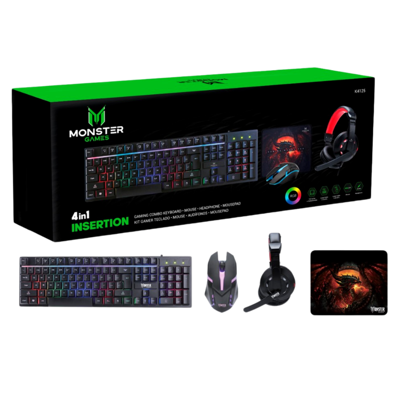 Kit Gamer Monster 4 en 1 Insertion RGB-1
