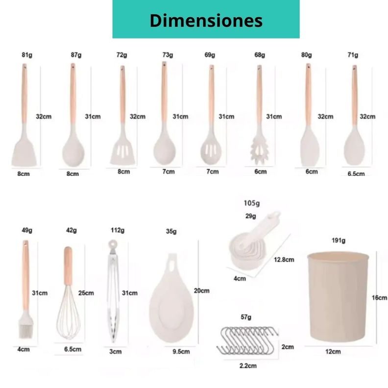 Juego De Utensilios Premium De Cocina Incluye Tazas Medidora-1