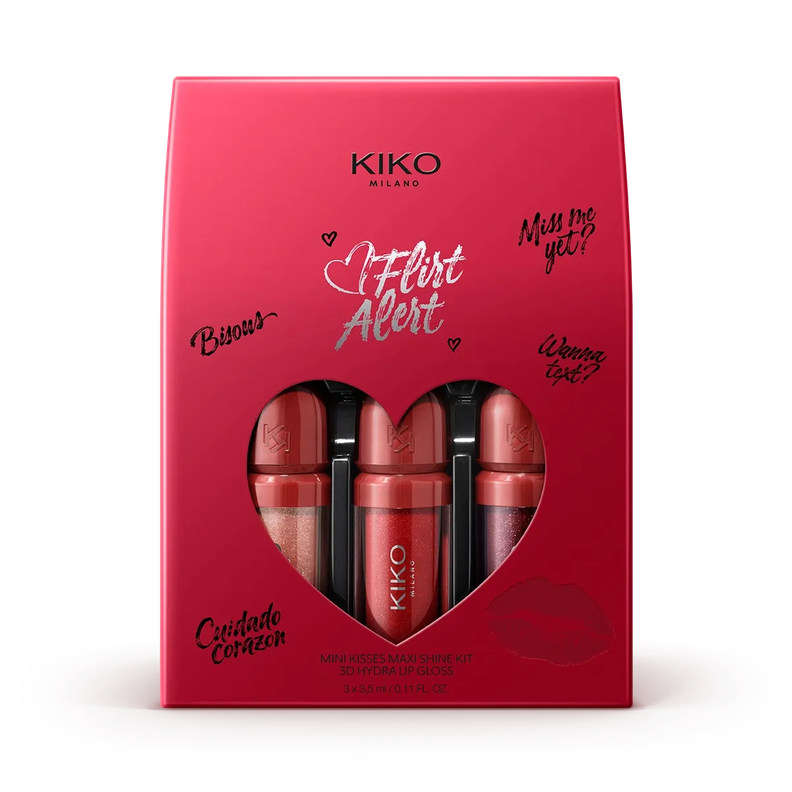 Kiko Milano Flirt Alert Mini Kisses Maxi Shine Kit 3d Hydra Lip