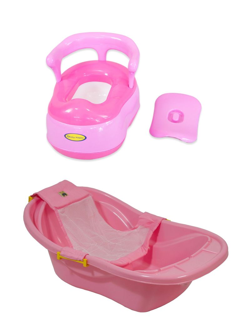 PACK BAÑERA CON HAMACA Y PELELA ROSADO-0