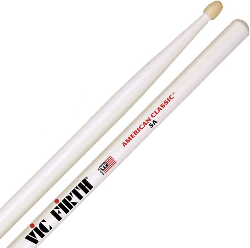 Baquetas Vic Firth 5A American Classic Blanco Punta de Madera-1