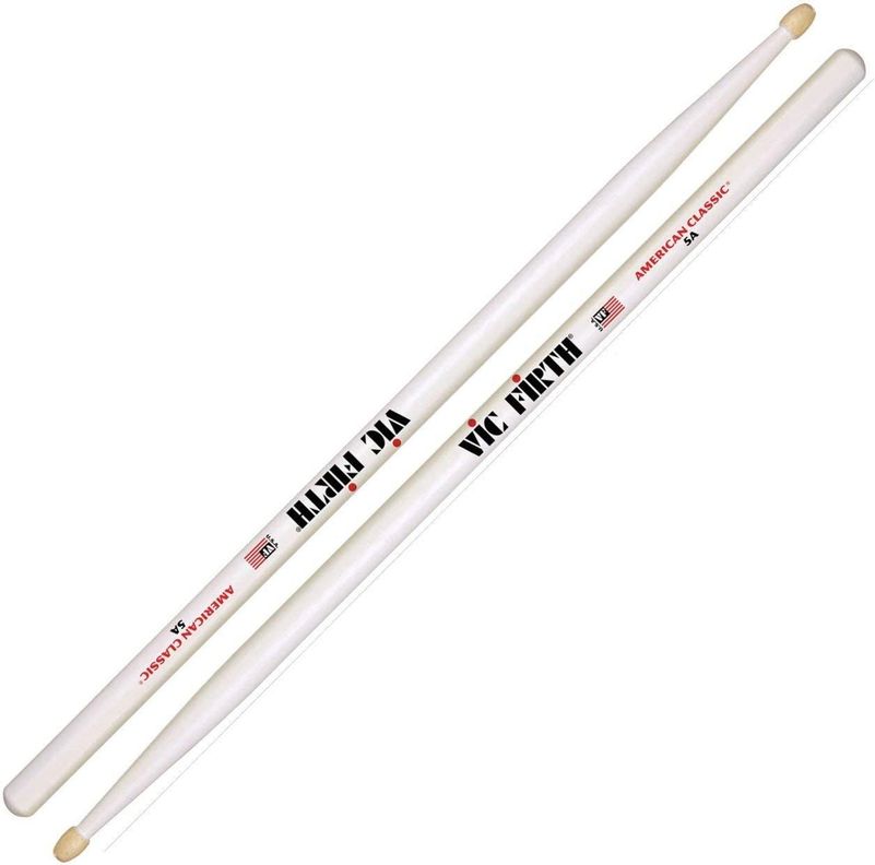 Baquetas Vic Firth 5A American Classic Blanco Punta de Madera-2