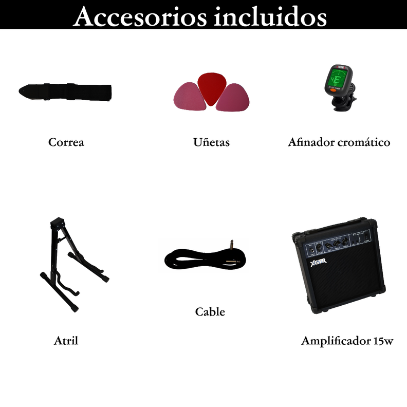 Pack Bajo Eléctrico Jazz Natural JB100 NT, Amp 15w XGTR-5