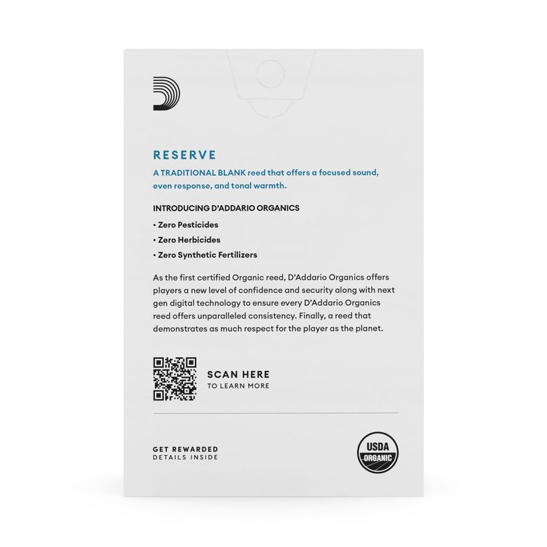 Cañas Clarinete Bb 2.5 Organic Reserve Pack 10 ODCR1025 Daddario-3