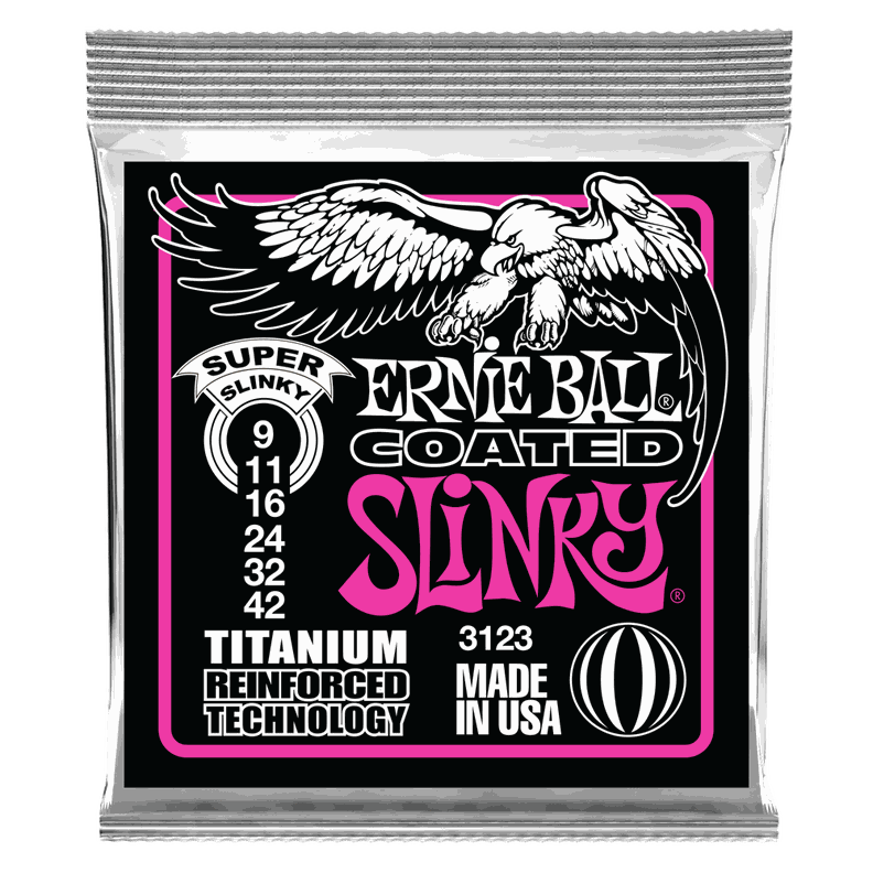 Set de cuerdas Ernie Ball Slinky Titanium 9 - 42 Plateado Metalico