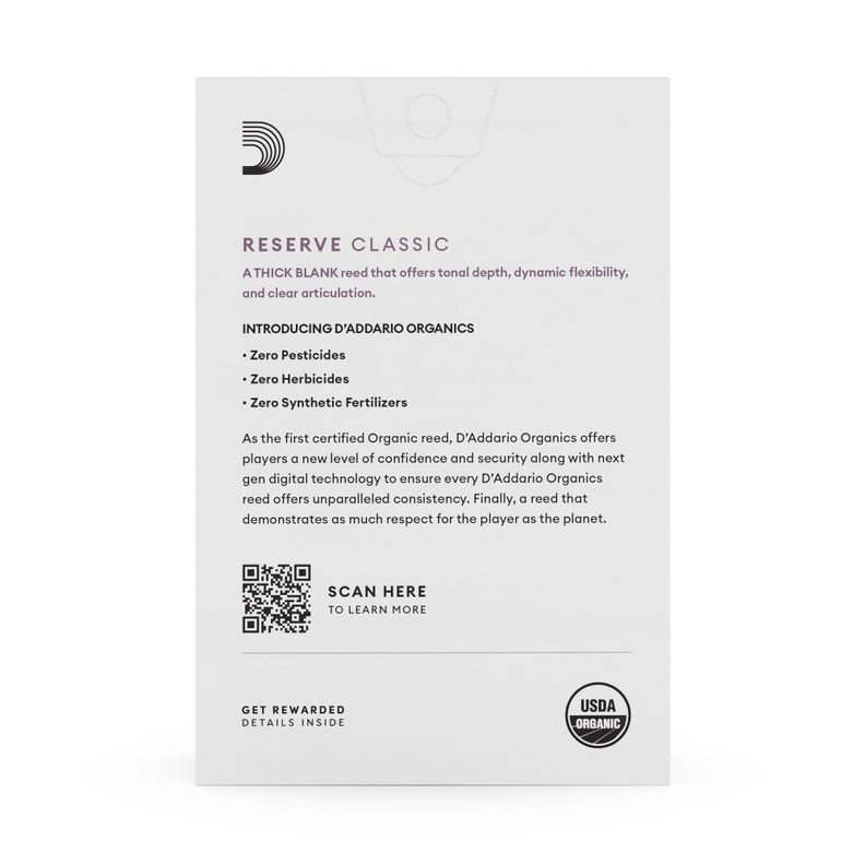 Cañas Clarinete Bb 2.5 Organic Reserve Pack 10 ODCT1025 Daddario-3