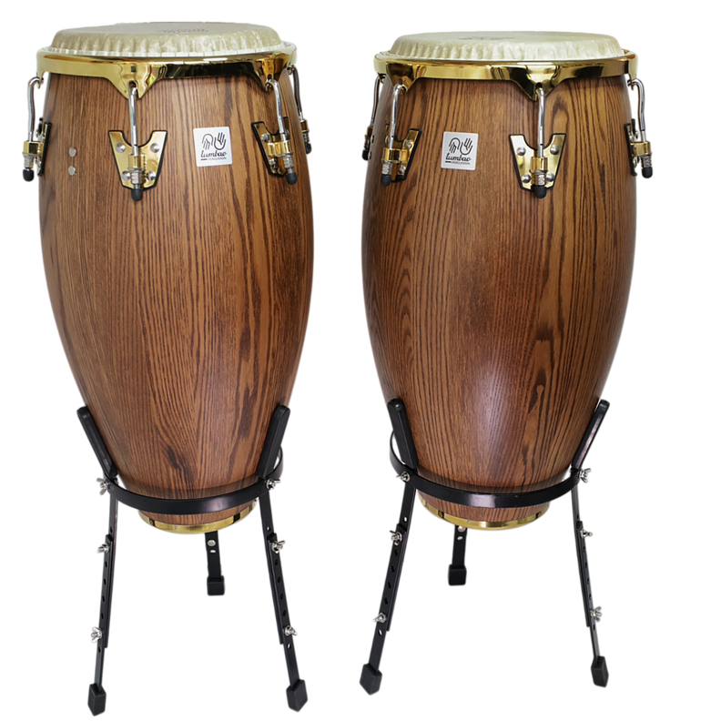 Set conga 11.75 & 12.5xH30'' café oscuro + stand-3