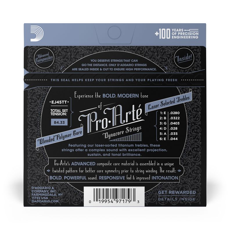 Set Cuerdas Guitarra Clásica Dynacore Pro-Arté EJ45TT  Daddario-2
