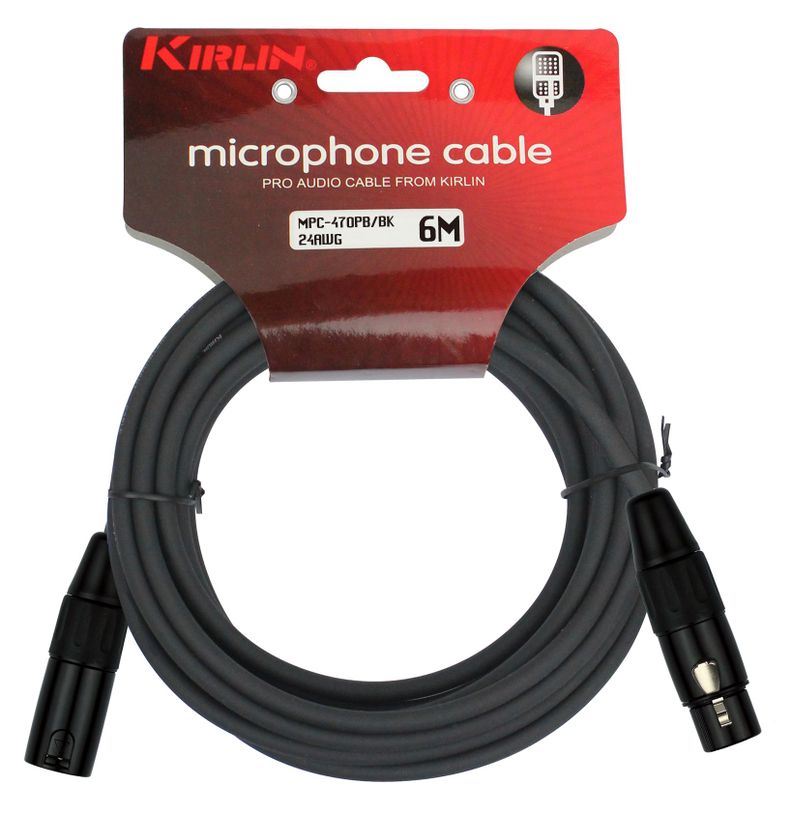 Cable Micrófono Negro Kirlin 6Mts Mpc-470Pb-6-0