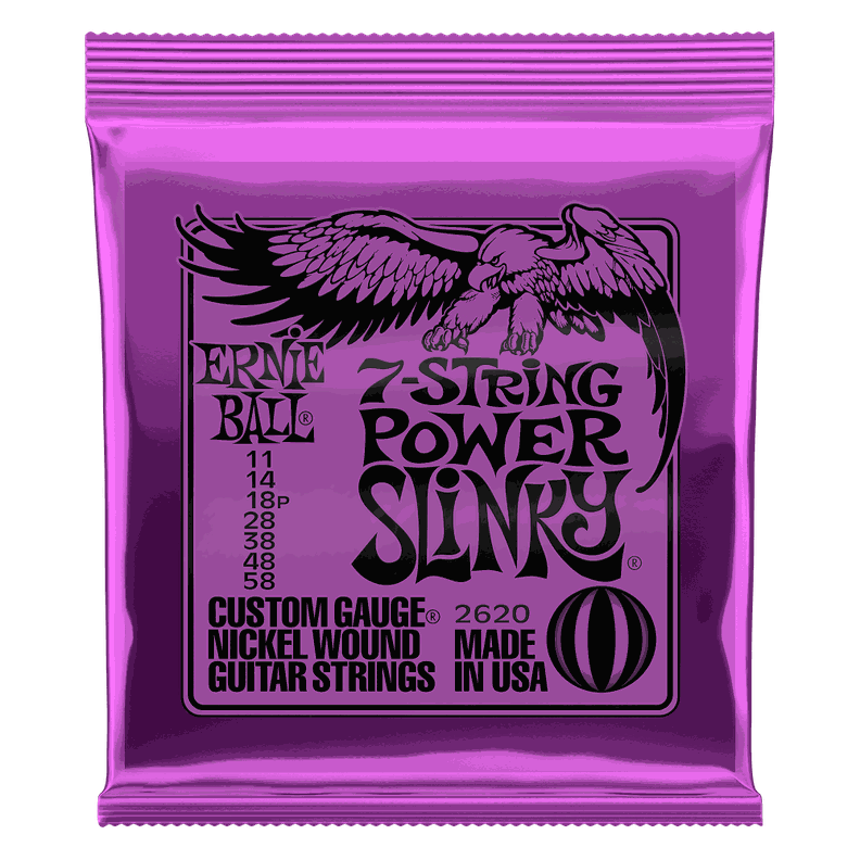 Cuerdas Guitarra Eléctrica de 7 Power Slinky Ernie Ball 11-58 2620-0
