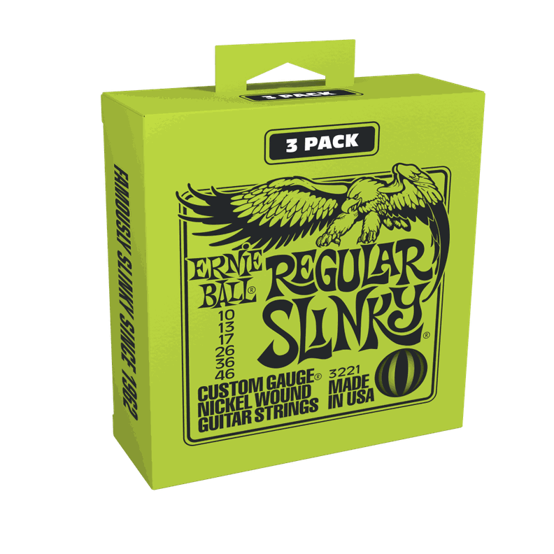 Pack de 3 set de cuerdas Ernie Ball Slinky Nickel 10 - 46 Plateado Metalico
