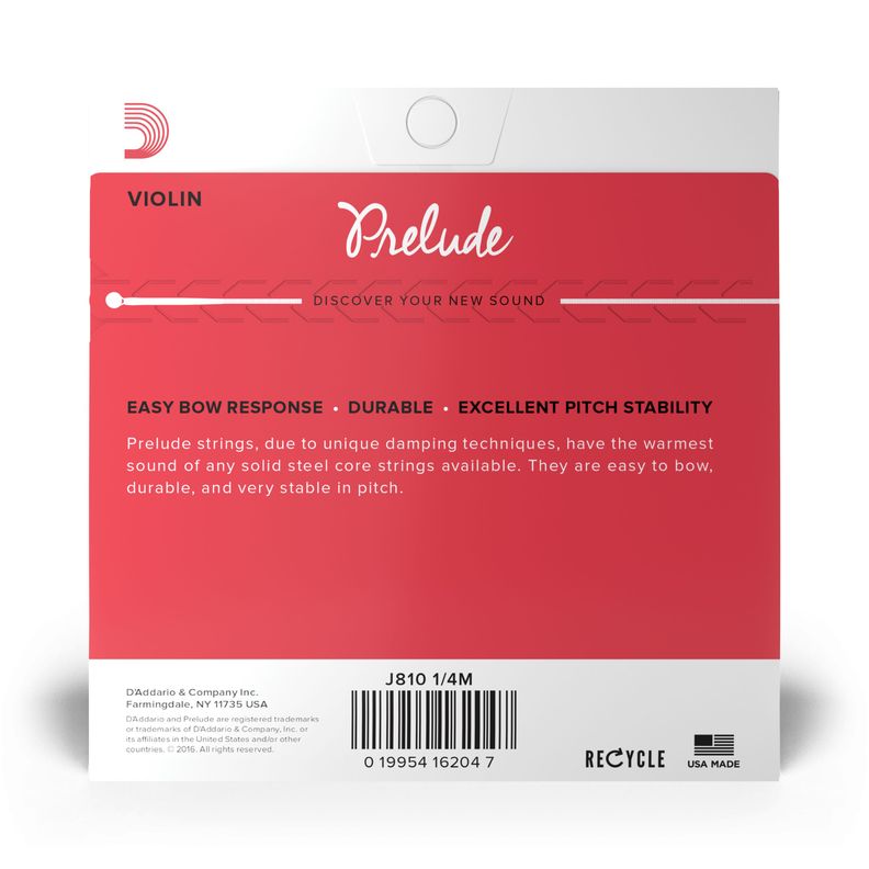 Set de cuerdas Violín 1/4 Prelude J810 1/4M Daddario-2